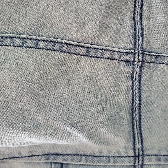 Free People Light Blue Denim Chambray Seamed Fit And Flare Skater Alex Dress - 6 - Picture 10 of 11